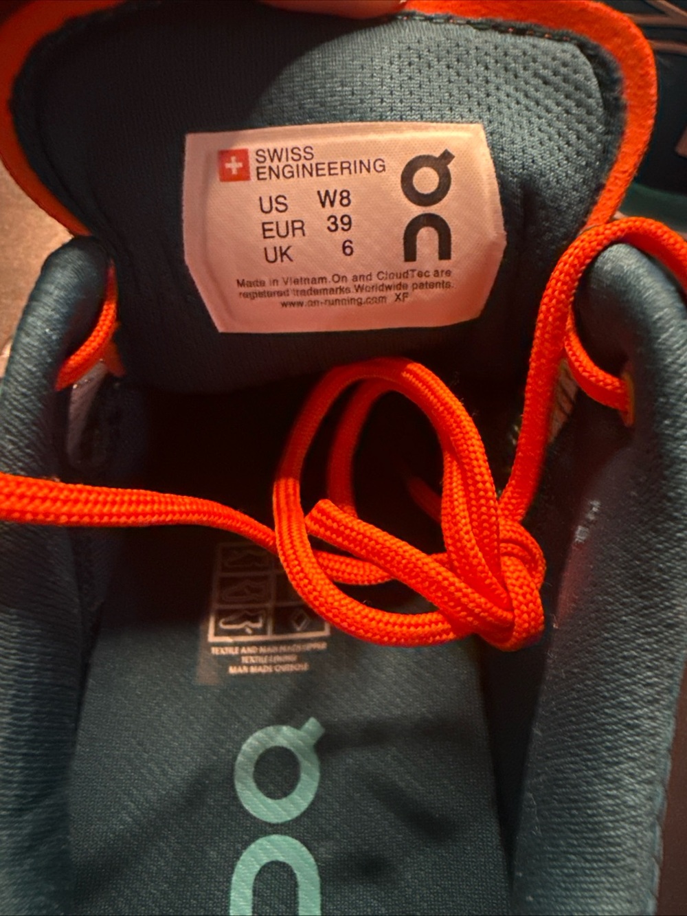 On Running Women’s Athletic Shoes in Teal and Orange - Picture 10 of 11